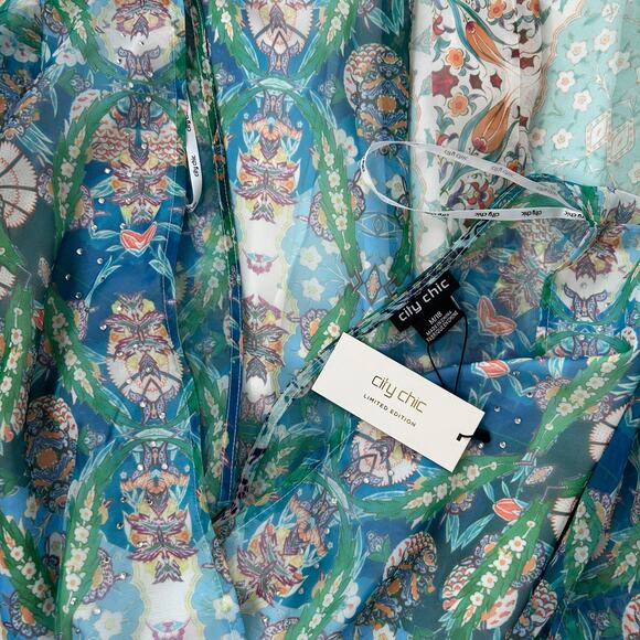 CITY CHIC Maxi Dress Womens 18 Rhinestone Boho Floral Party Wedding Date Church - Picture 8 of 11